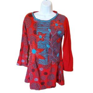 ---  Long Sleeve Red Tunic Top Size Medium